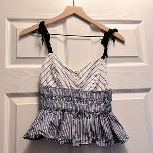 Blue & white bow straps top